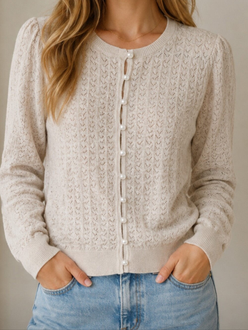 NEW The Cashmere Project Pearl Crochet Cardigan